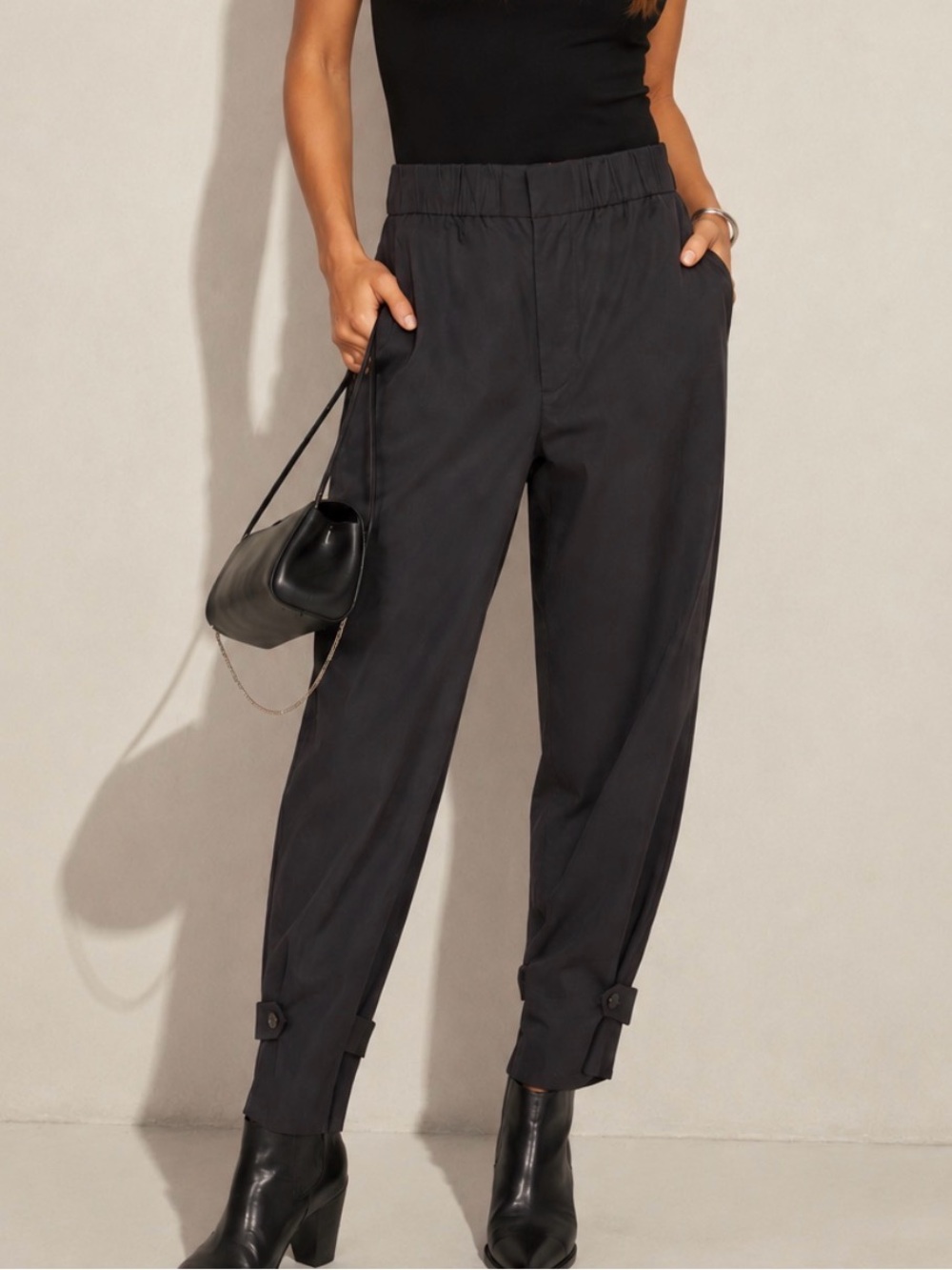 BA&SH Valmy Charcoal Cotton Tapered Trouser Pants Size 0